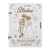 Wyjątkowy prezent na ślub drewniane kartka z kopertą dla pary młodej personalizowana